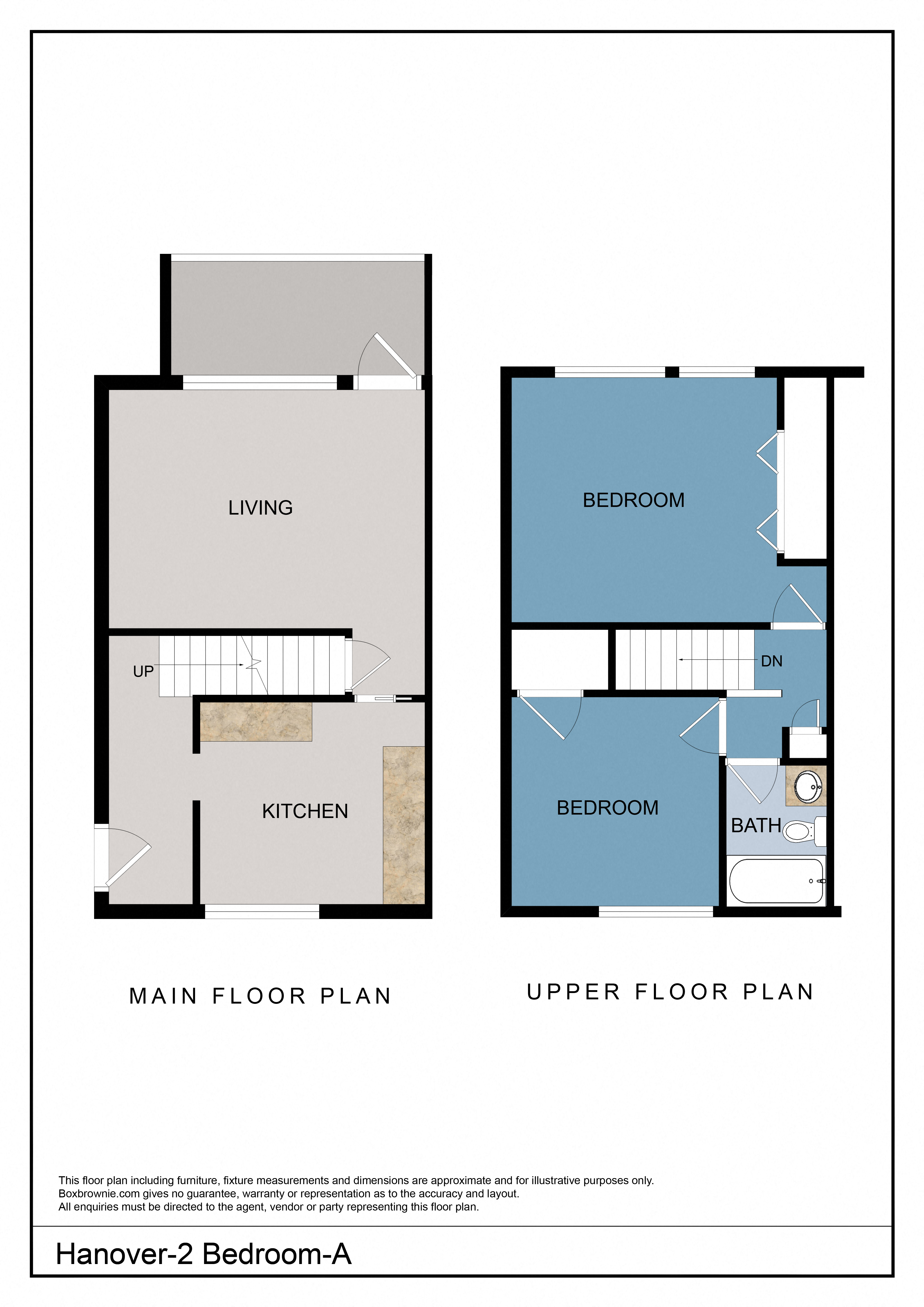 Floor plan for 2 beds, 1 bath, 924 sqft